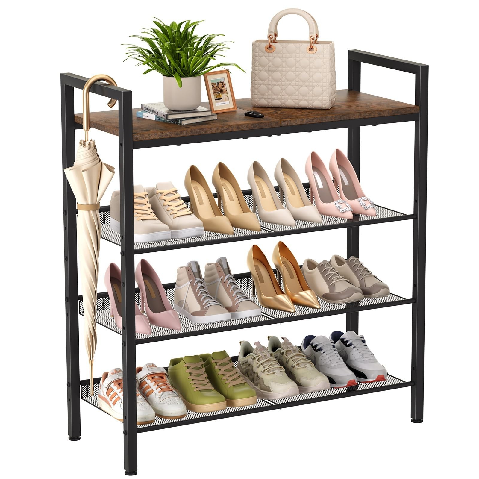 Shoe Rack for Front Door Entrance, 4 Tier Shoe Rack for Entryway, 12-16 Pairs...