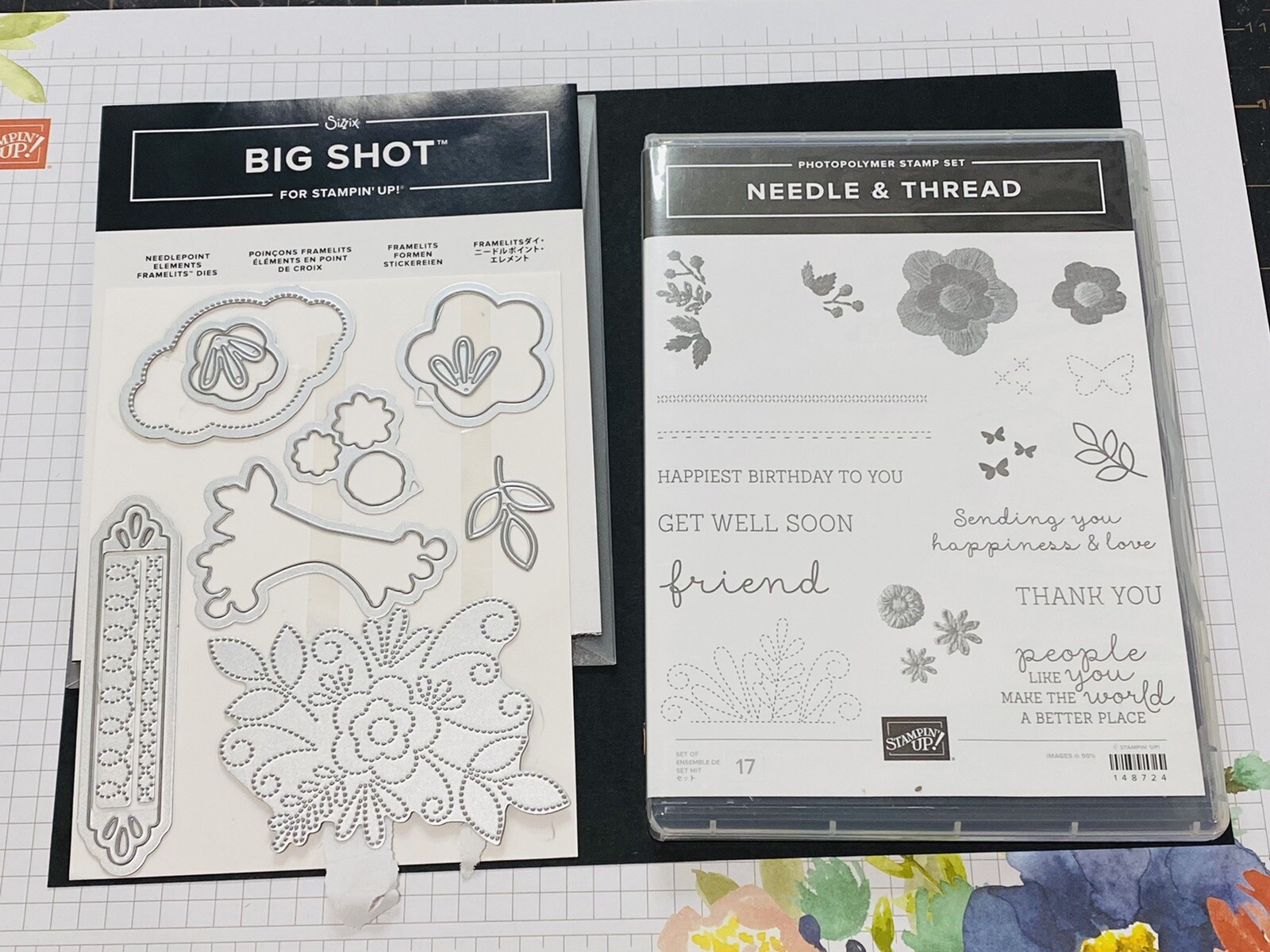 Stampin’ Up! Needle & Thread Stamps Needlepoint Elements Framelits Dies