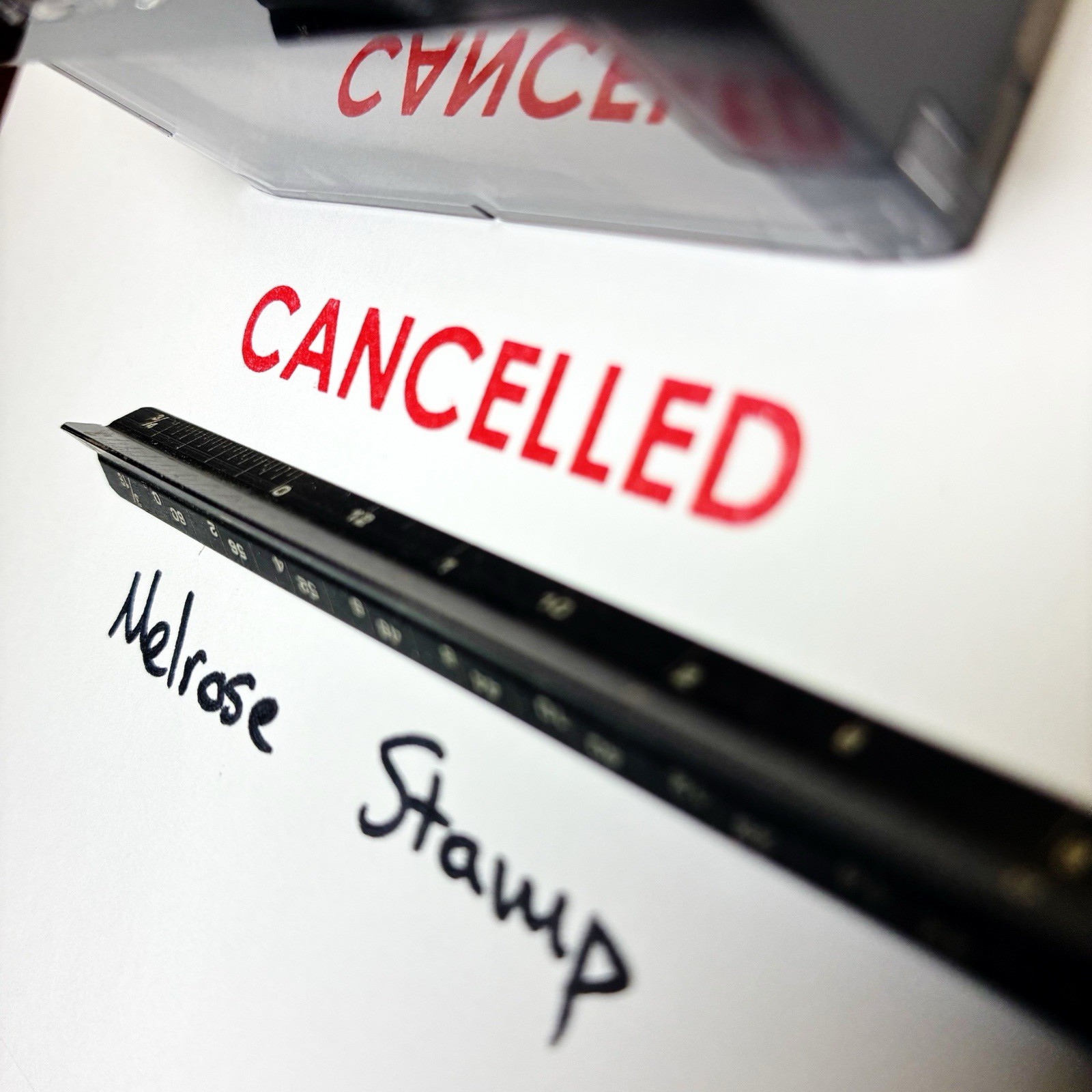 Cancelled Rubber Stamp Red Ink Self Inking Ideal 4913