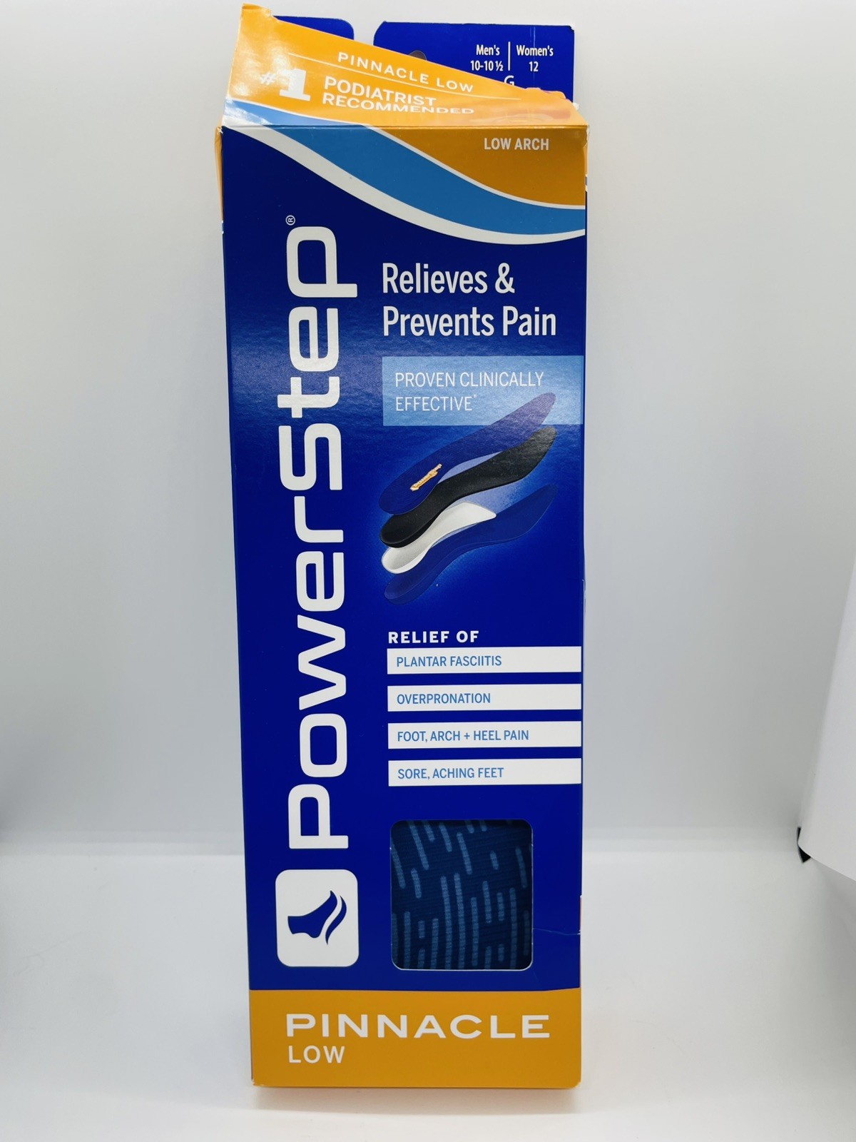 NEW! Powerstep Pinnacle Low Unisex Adult Shoe Insoles Size G M-10-10.5 W 12 (t)