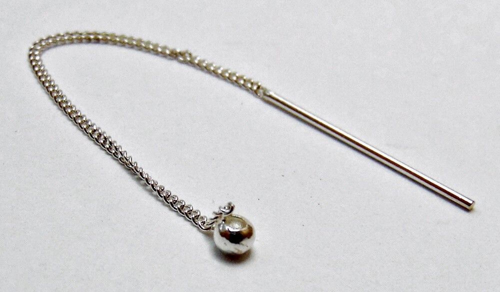 CLEARANCE ~925 Sterling SILVER EAR THREAD 3" Chain ~ Threaders~ Ball End Dangles