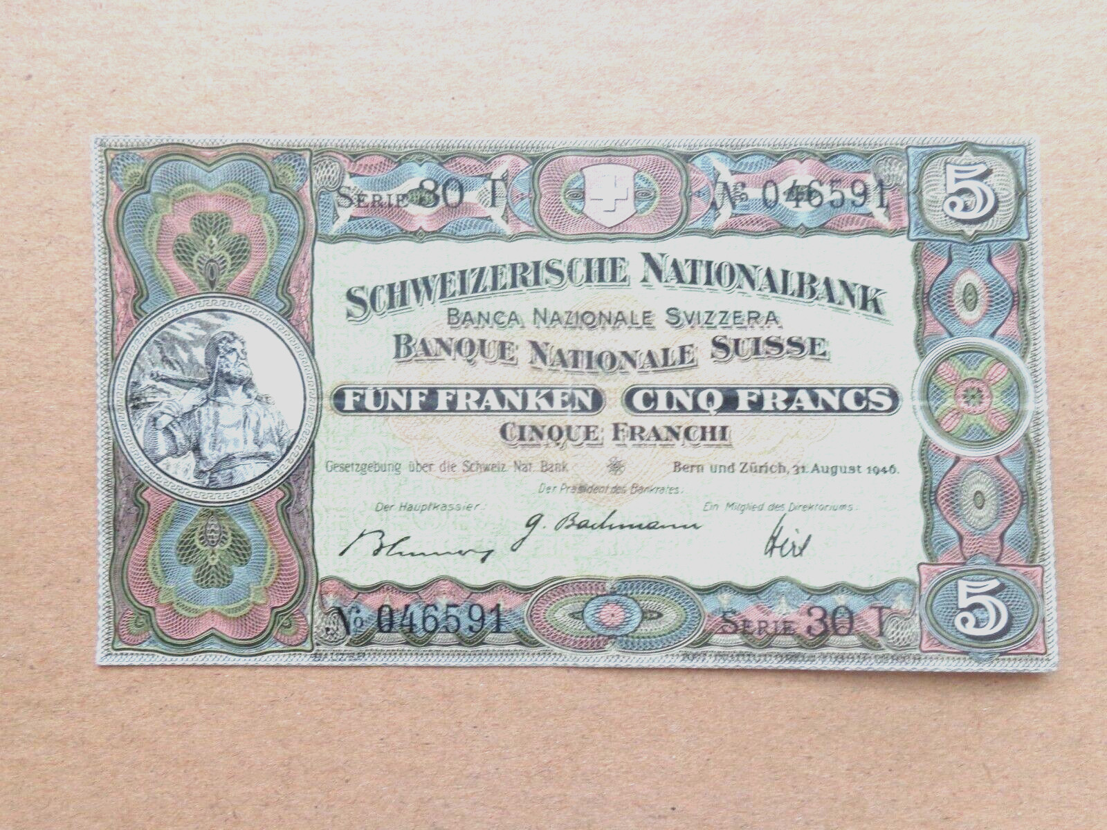 Switzerland banknote 5 franken sign. 30 -1946 combined shipping up to 10 not (a)