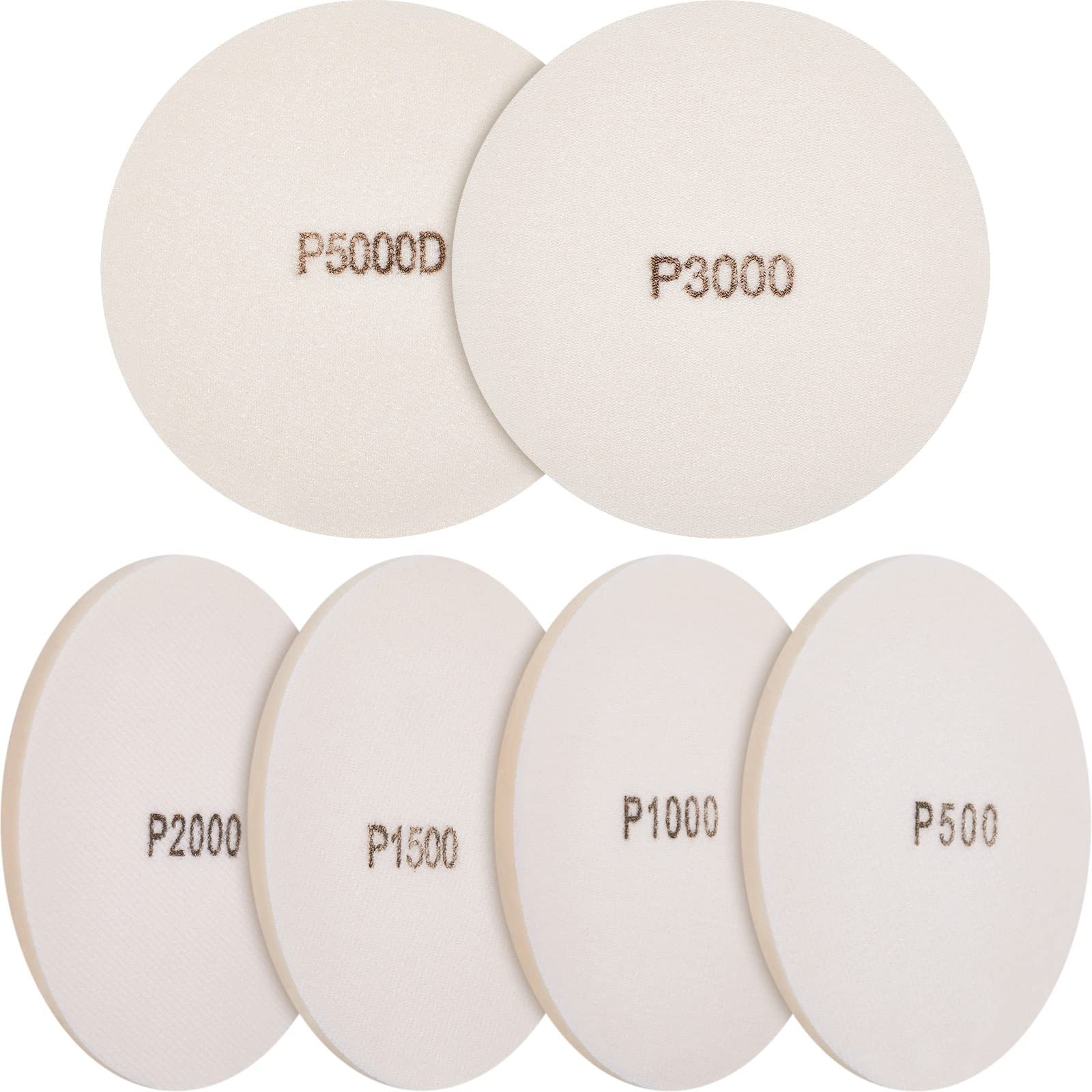 6 Pack Bowling Sanding 5 inch, Colored (sand surface) and White (backing)