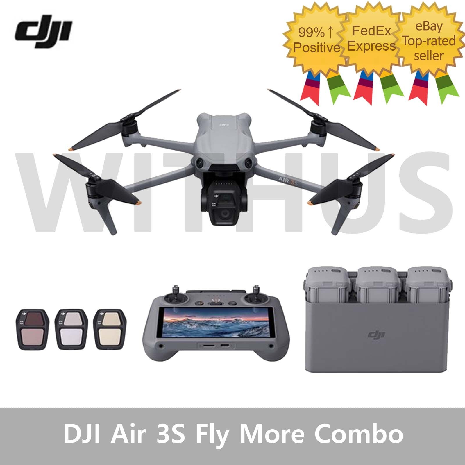 DJI Air 3S Fly More Combo Camera Drone (3 Bastteries) + RC 2 Remote Controller