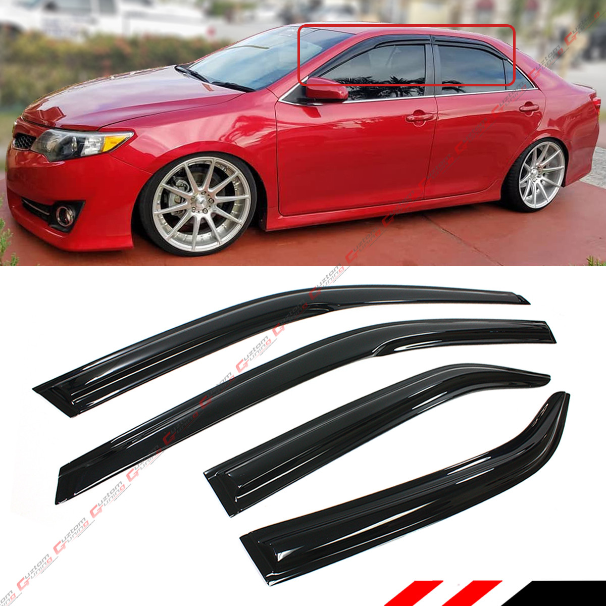 FOR 2012-2014 TOYOTA CAMRY JDM WAVY 3D WAVY DOOR WINDOW VISOR VENT RAIN GUARD