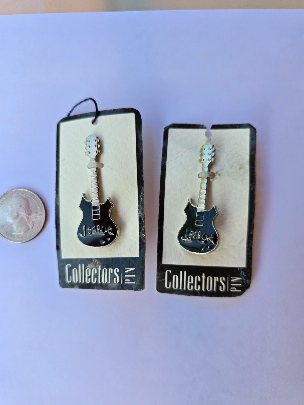 2 Jerry Garcia Black Guitar Lapel Hat Jacket Collector Pins Grateful Dead