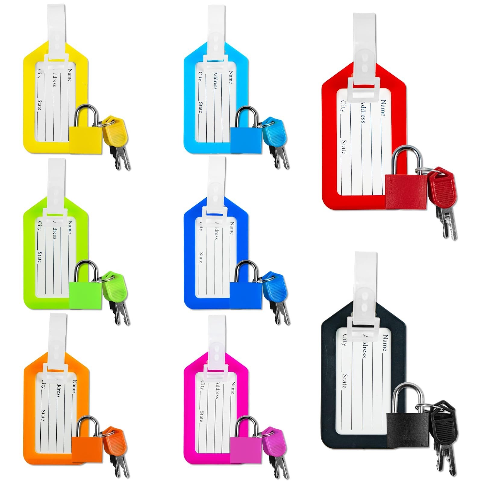 8 Pack Luggage Locks with Key+8 Pack Travel tag, Luggage Tags for Suitcases B...