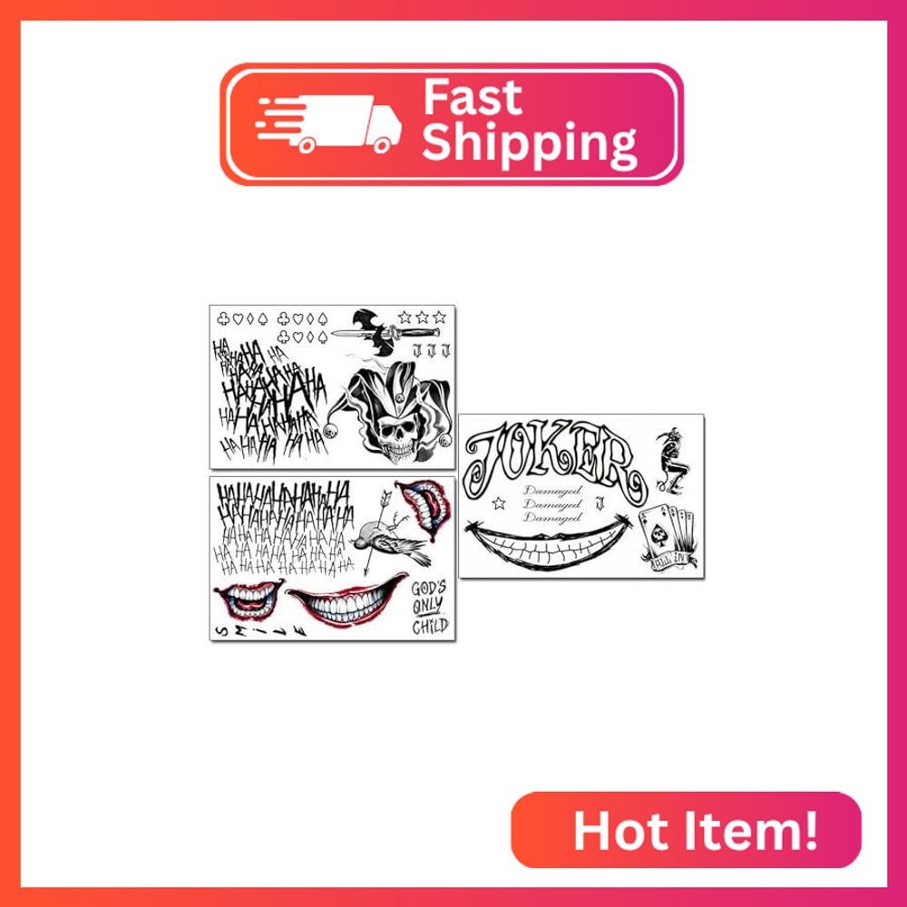3 Sheets Halloween Temporary Tattoos,Tattoo Sticker Perfect for Halloween,Cospla