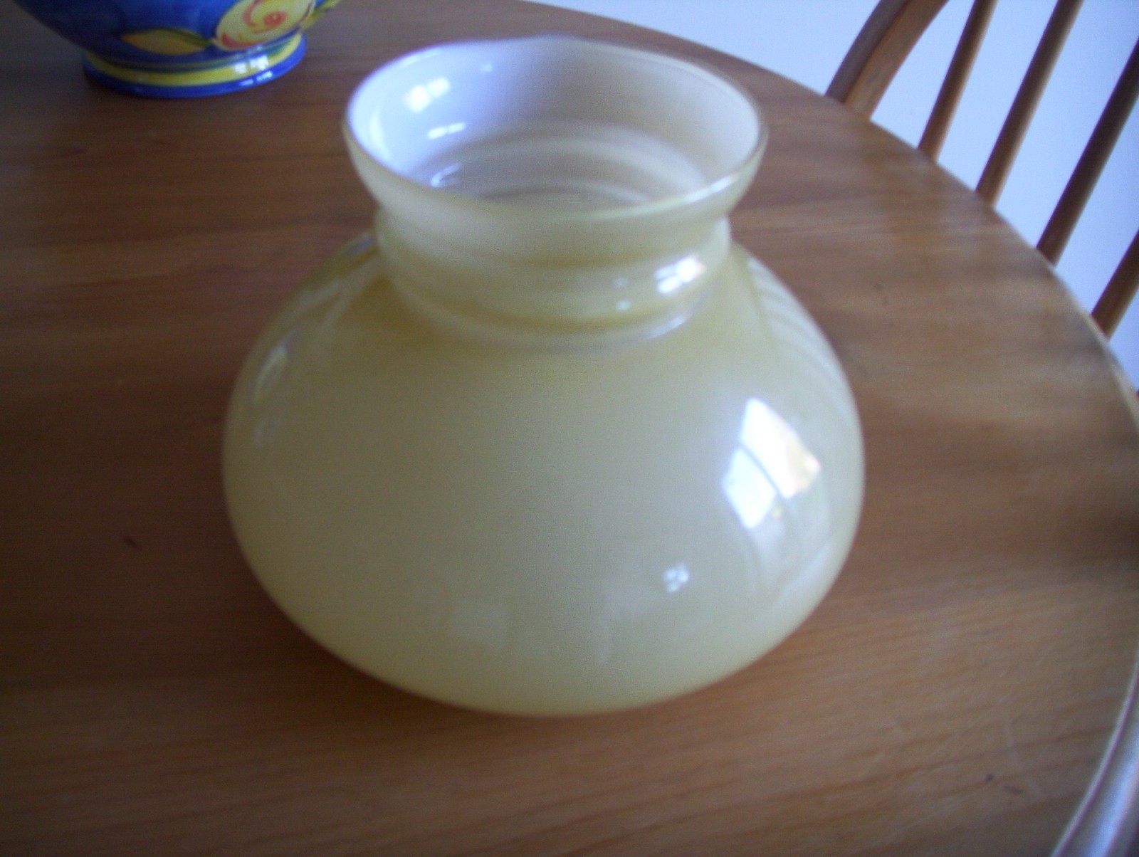 VINTAGE RARE BUTTERMILK GLASS "PARIS" OIL LAMP SHADE-4" FITTER.
