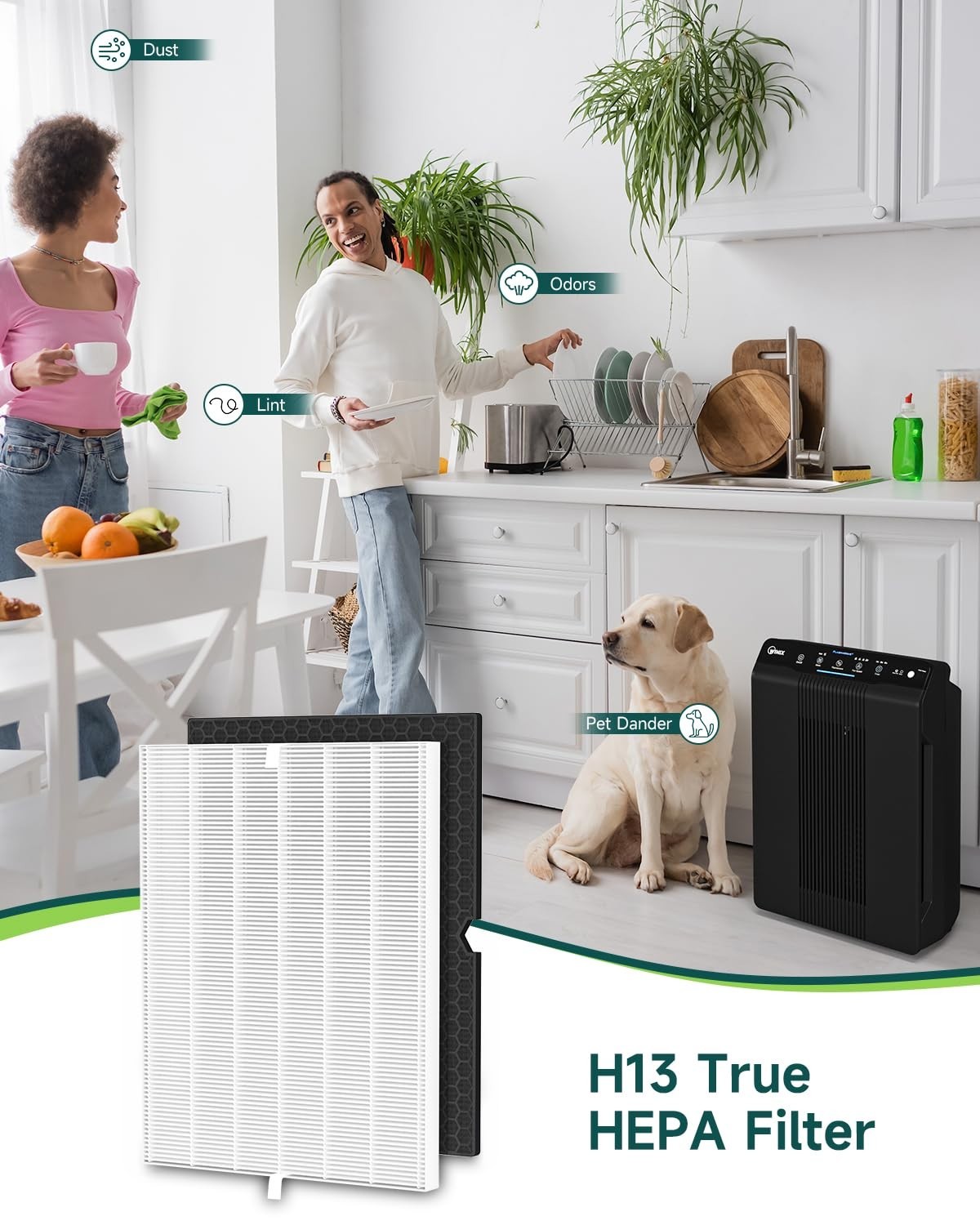2 Set 5500-2 True Hepa Air Purifier Replacement Filter For Winix 116130 Filter H