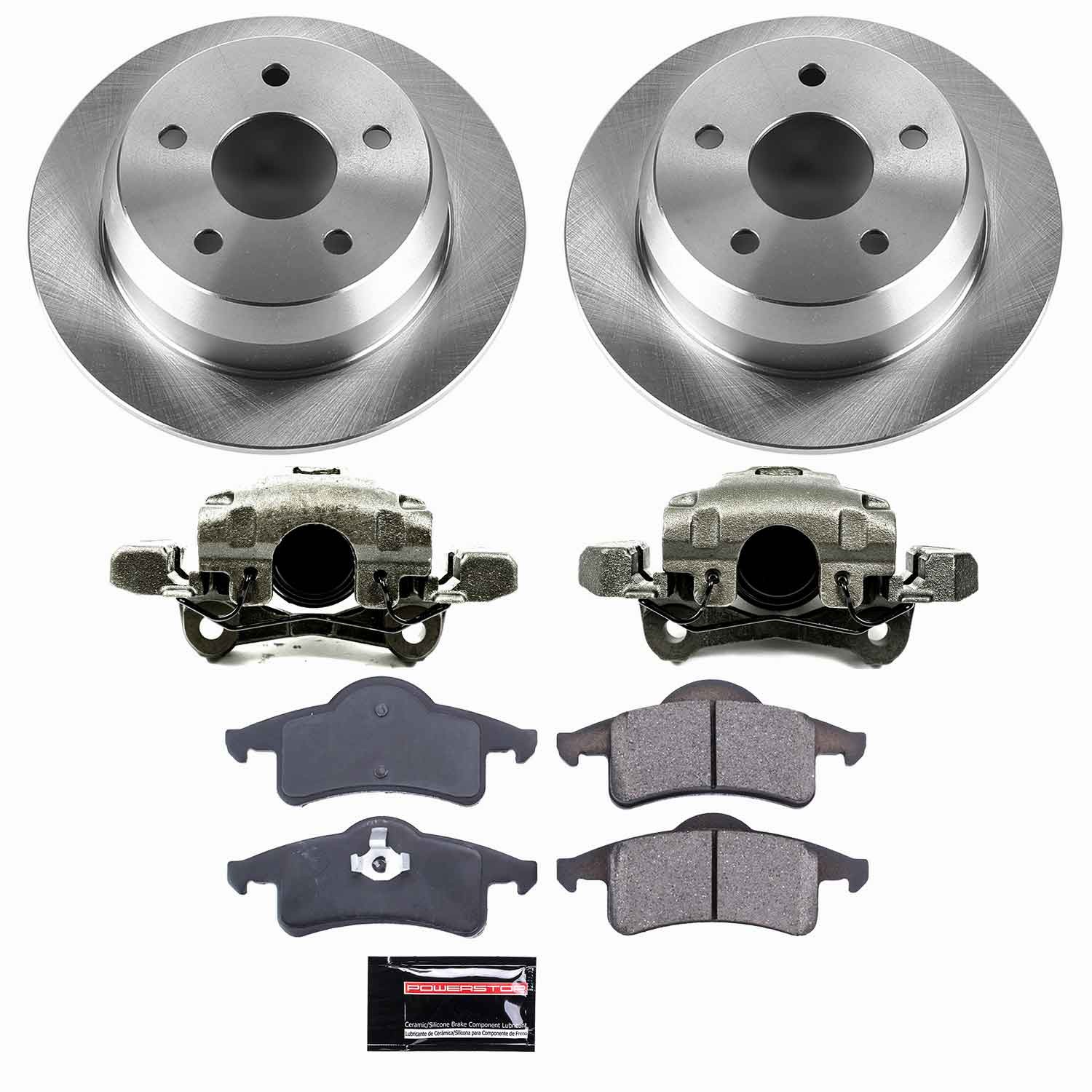 PowerStop OE Stock Replacement Low-Dust Ceramic Brake Pad, Rotor and Caliper Kit