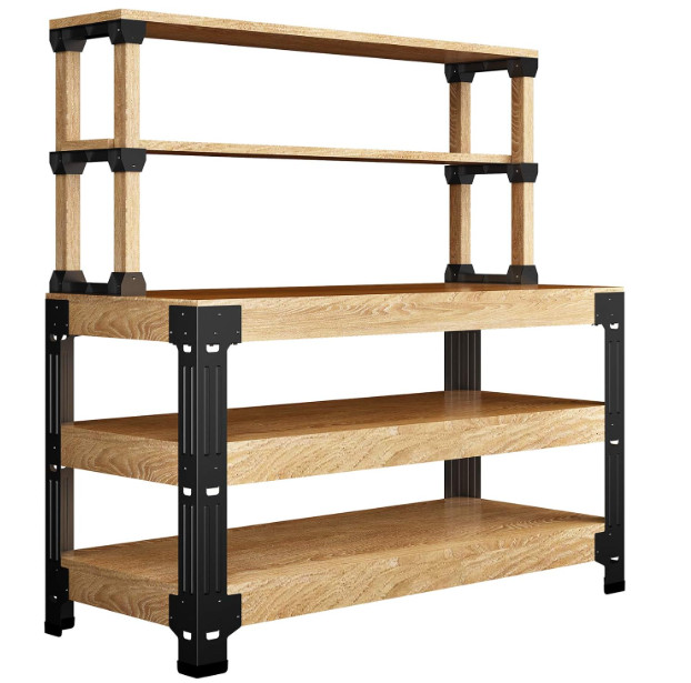 Universal Steel Work Bench Leg Kit Garage Storage Shelving Frame Black