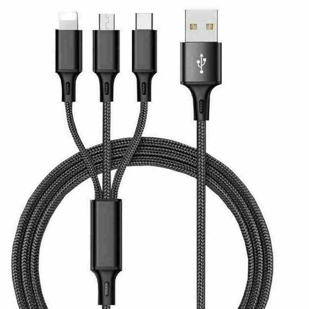 3in1 Fast USB Charging Cable Universal Multi Function CellPhone Charger Cord Lot