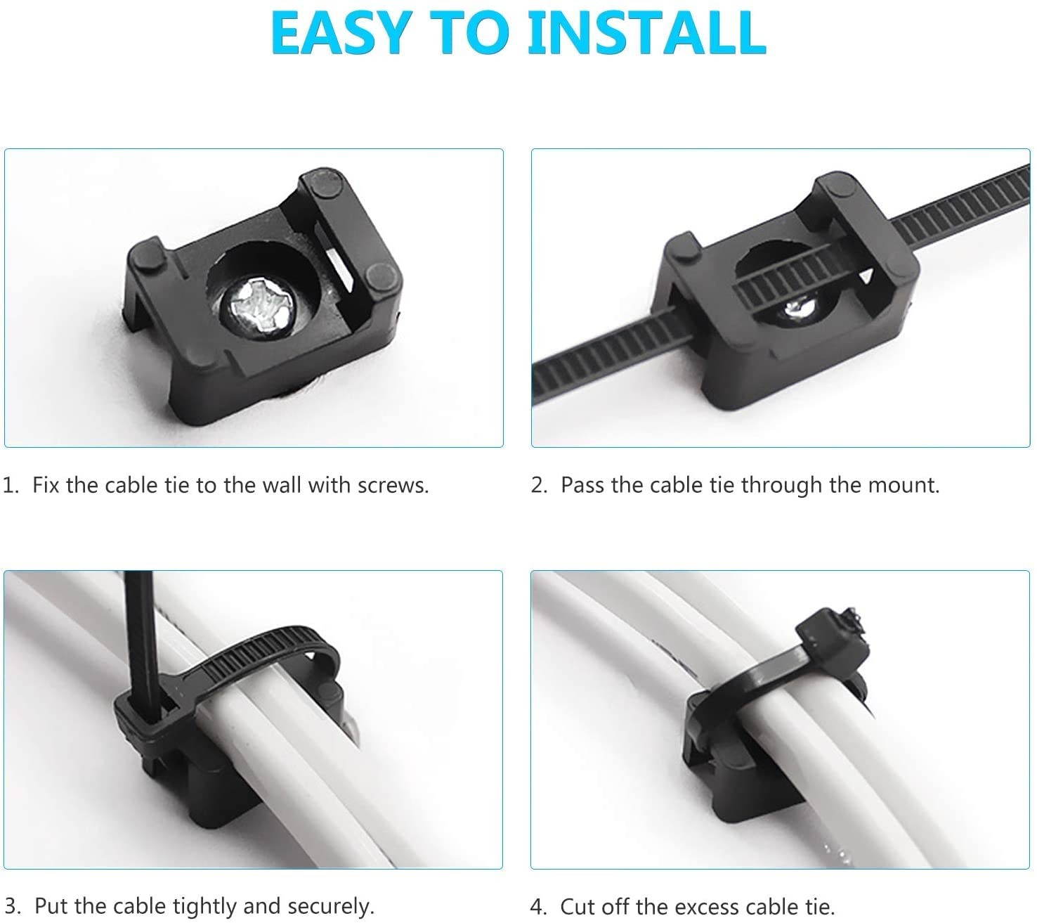 Cable Tie Mounting,100 Pcs Zip Base,5 mm(M5) Screw Hole, Black