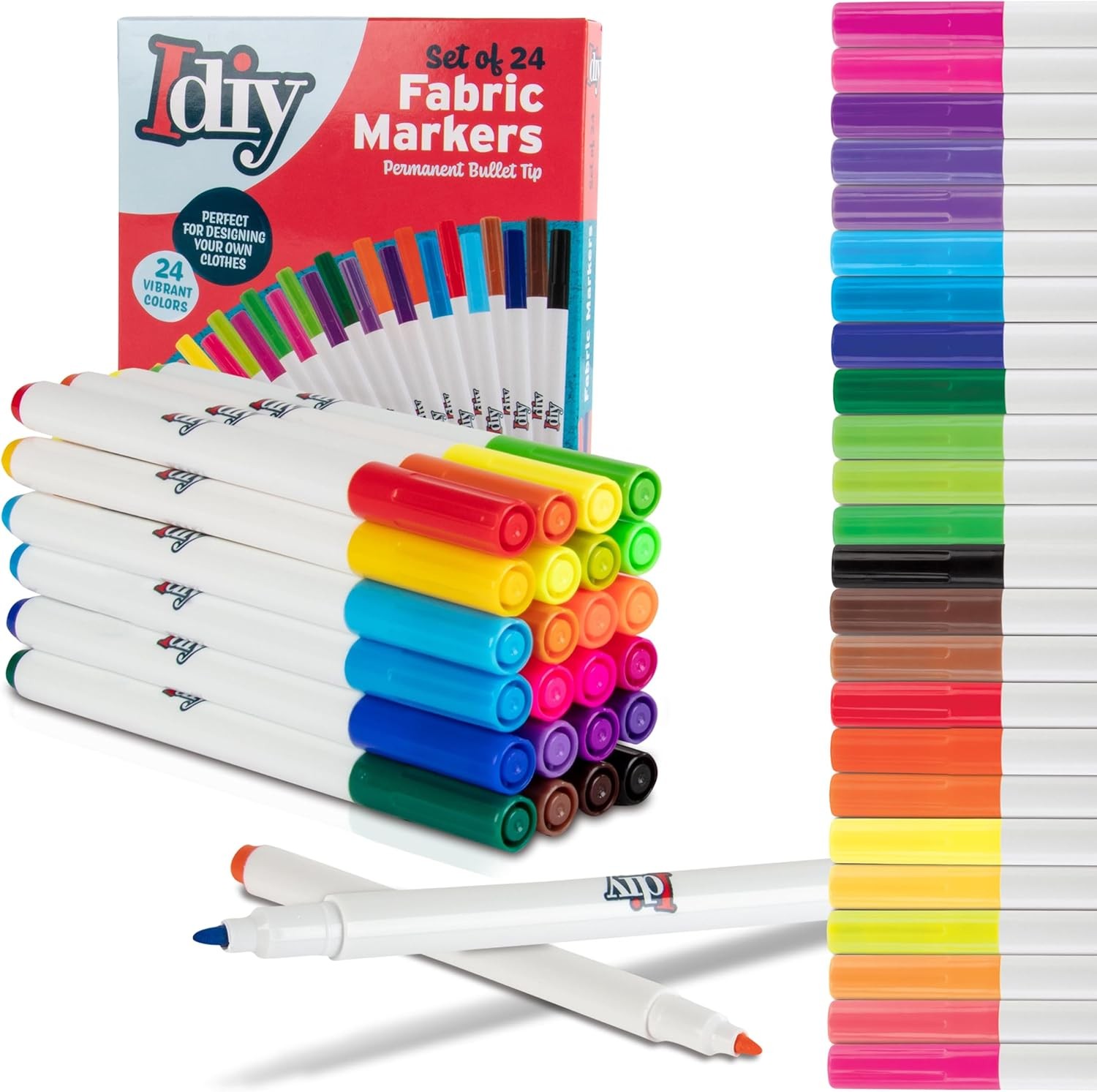 Fabric Markers (24 Colors) Permanent Coloring DIY Paint Pens Art Paint Pens Kit