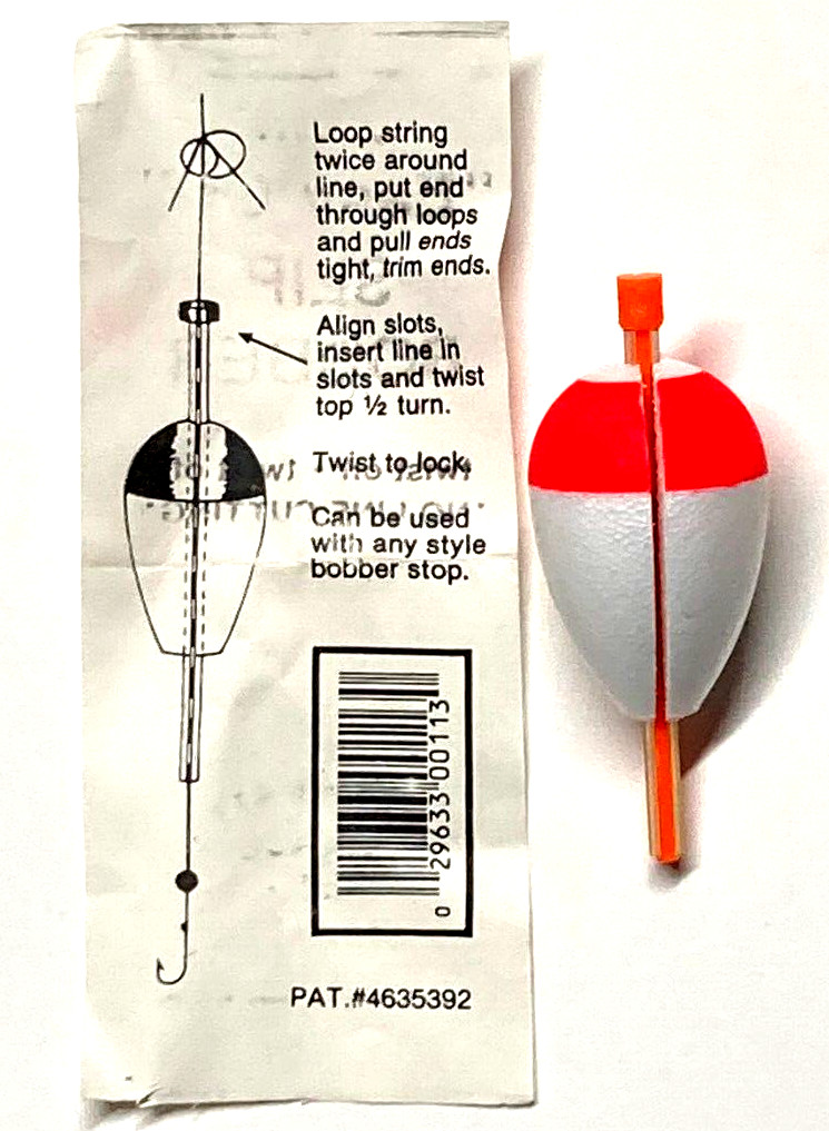 SET OF 6 Red/White 1.25" Foam Pear Slotted Stick Float