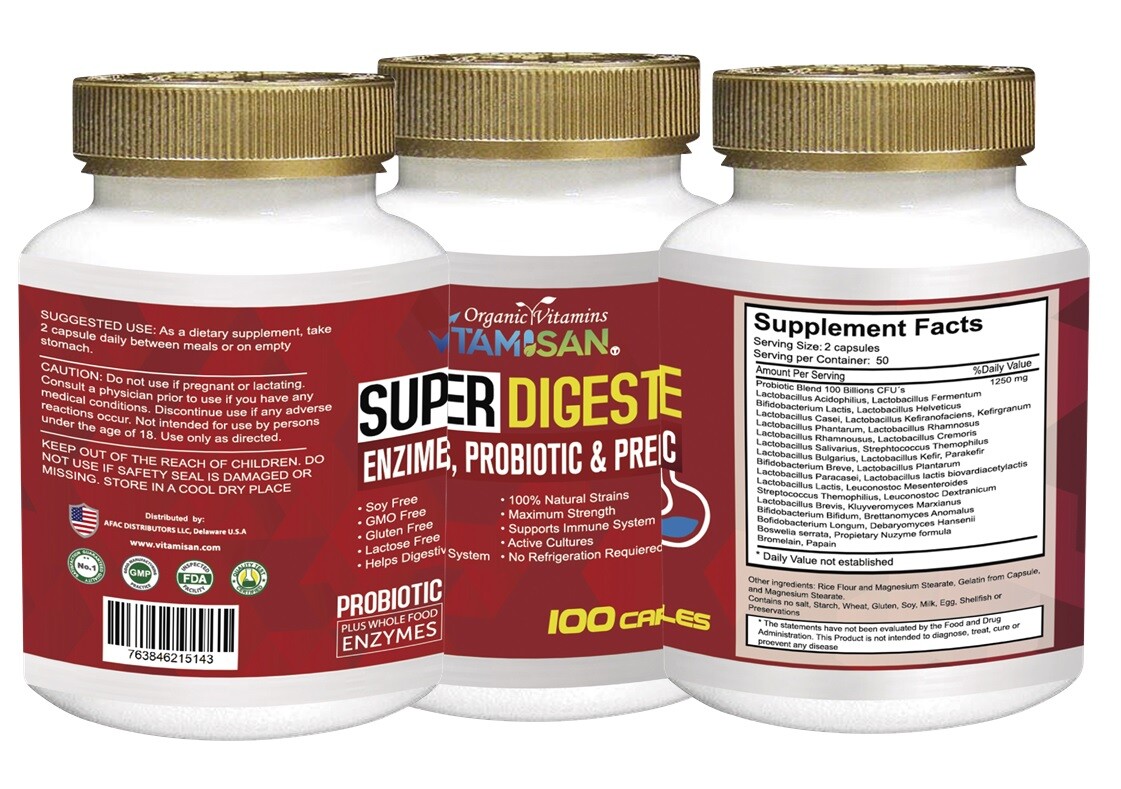 Probiotics 100 Billion CFU Potency Digestive Immune Health 100 Capsules DIGESTIV