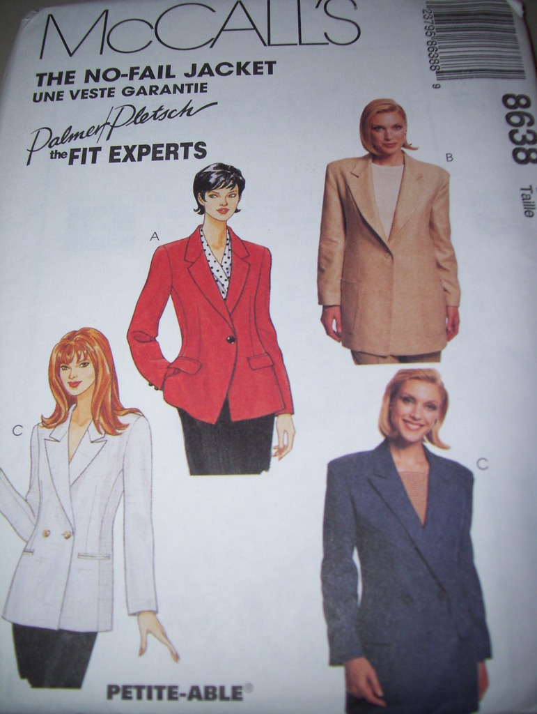 UNCIRCULATED McCALL'S #8638 - DESIGNER PALMER/PLETSCH JACKET PATTERN  8-22  FF