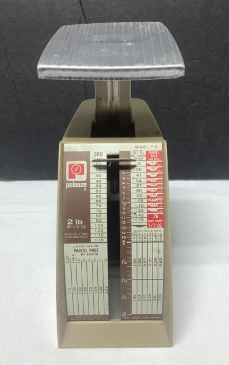 Vintage Pelouze P-2 Postal Scale 2 lb x 1/2 oz Mechanical Made in USA 1978