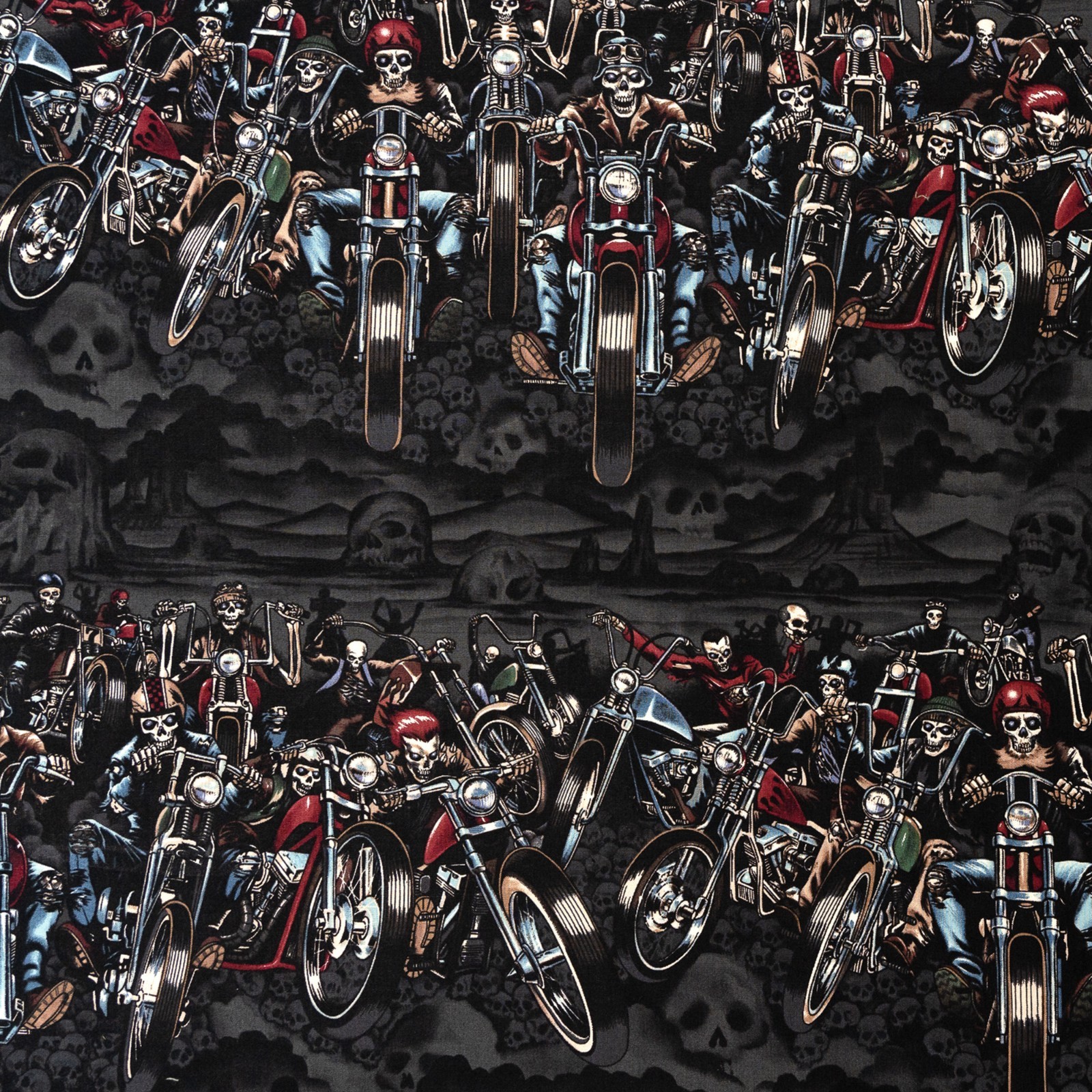Fat Quarter Dk Skeleton Biker Gang Riders Alexander Henry 100% Cotton Fabric