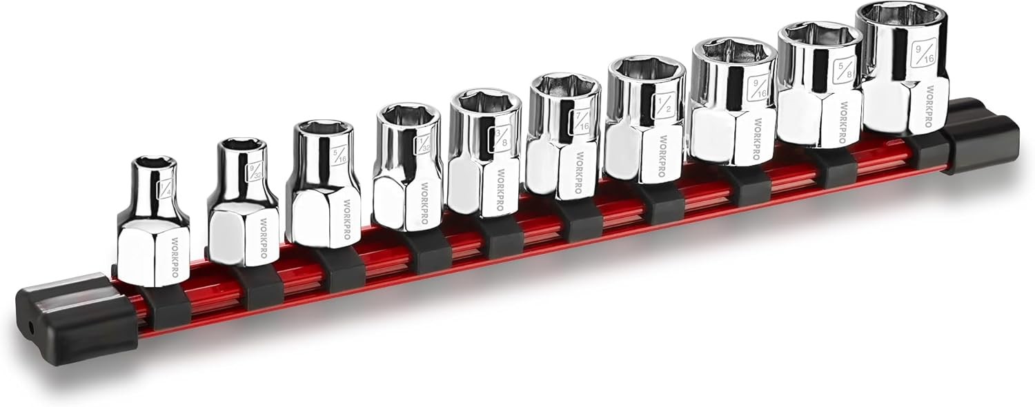 WORKPRO 10-Piece 3/8" Drive Socket Set SAE CR-V Socket External Hex Socket Set