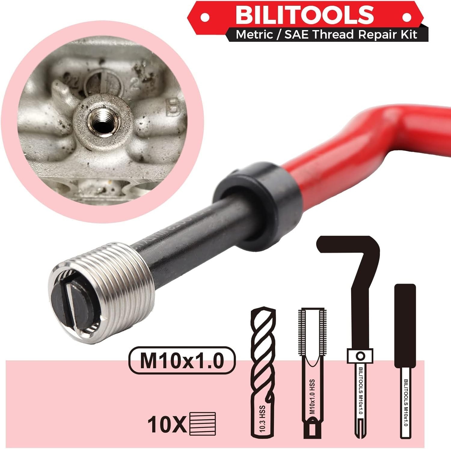 HSS Drill Helicoil Repair Kit for M10x1.0 Threads - Efficient and Durable