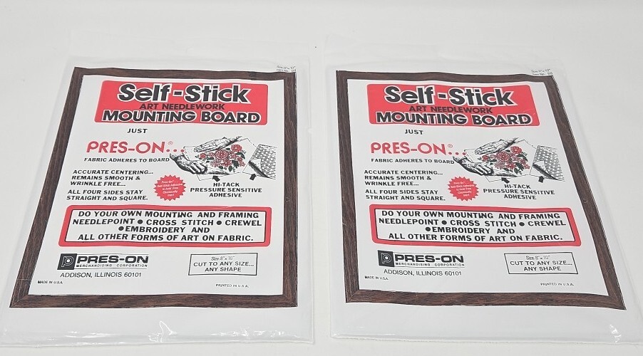 Pres-On Mounting Board 8"X10".  Factory Sealed New. LOT of TWO (2). Made in USA.