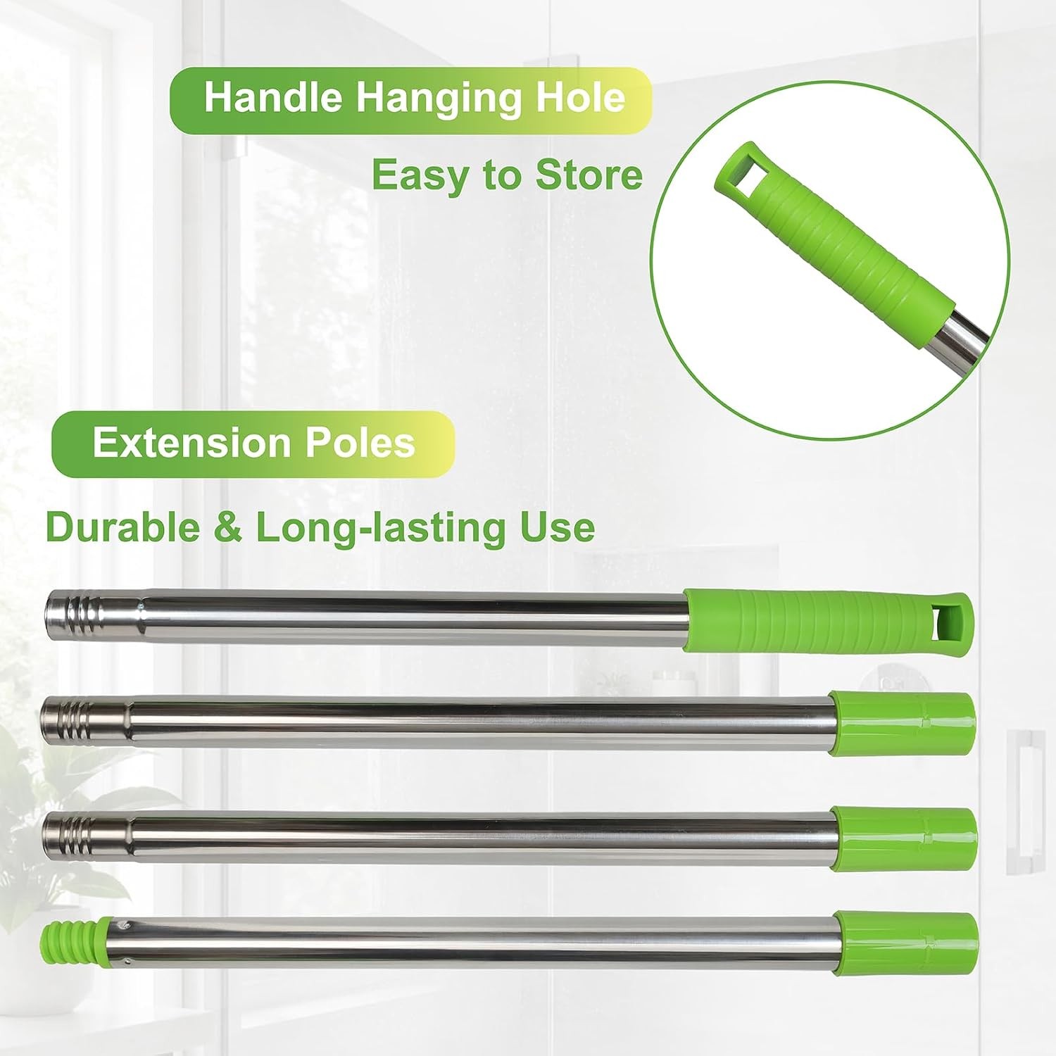 2 in 1 Window Squeegee with 55" Long Stainless Steel Handle,Sponge Car Squeegee