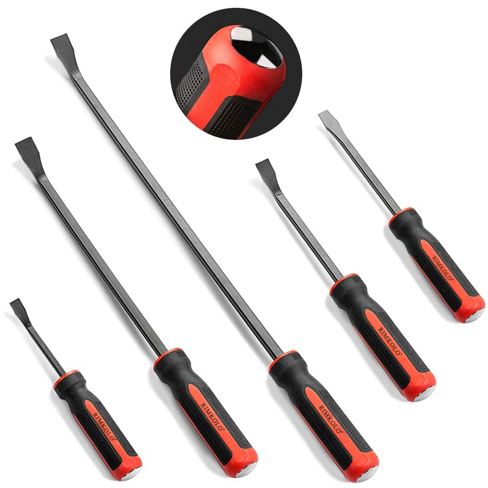 Pry Bar Set, 5-Piece Heavy Duty Pry Bars with Thicker Strike Caps, Mechanic Hand