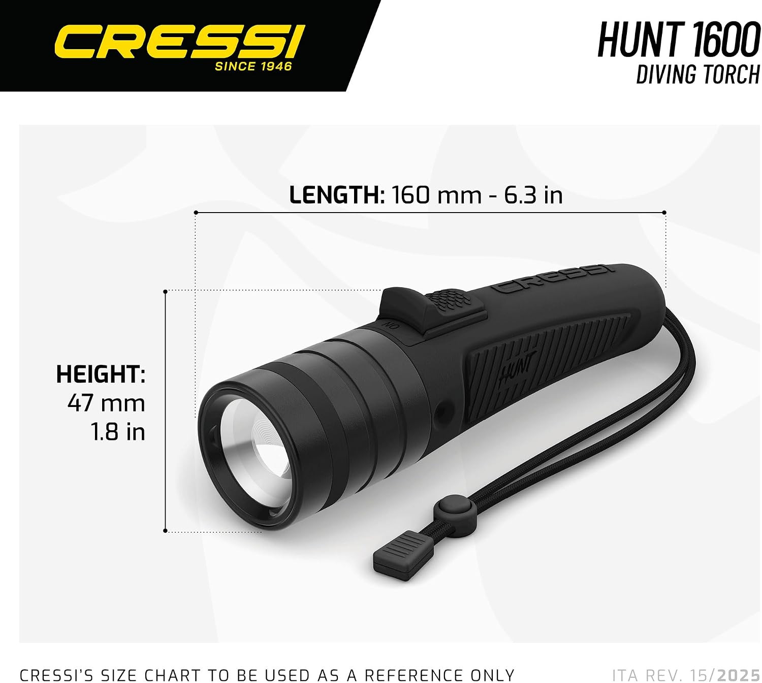Underwater Flashlight - 1600 Lumens for Low-Visibility Waters, Ergonomic Design