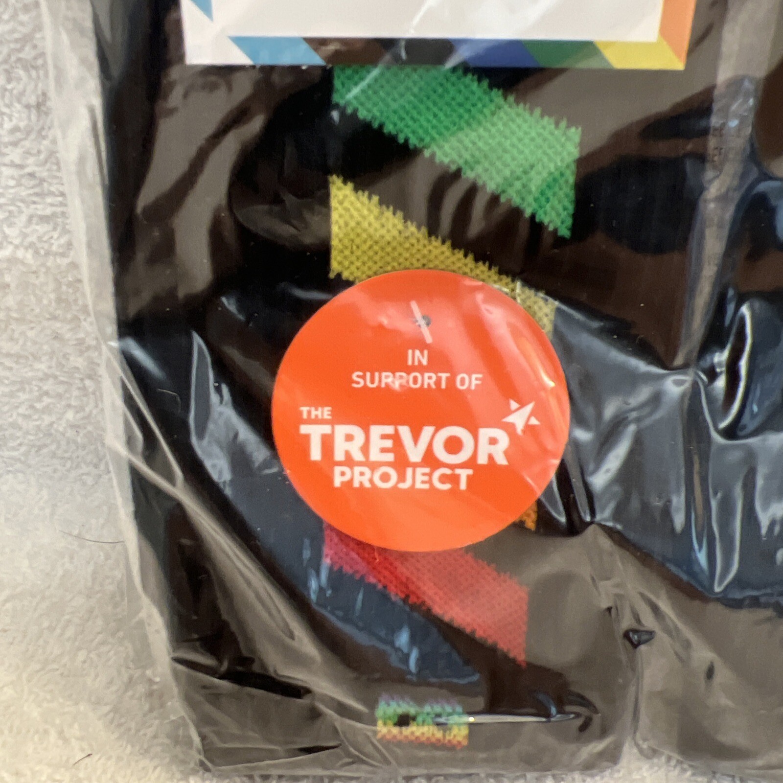 New 2 Pair of Thieves LGBTQ Pride "The Trevor Project" Black Rainbow Socks 6-12