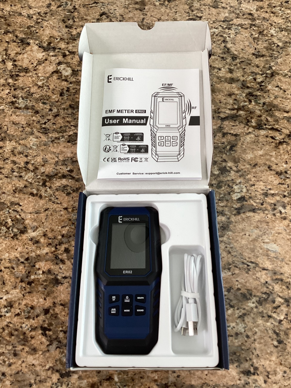 Erickhill ER02 EMF Tester 3 In 1 EMF EF RF Meter (OPEN BOX)