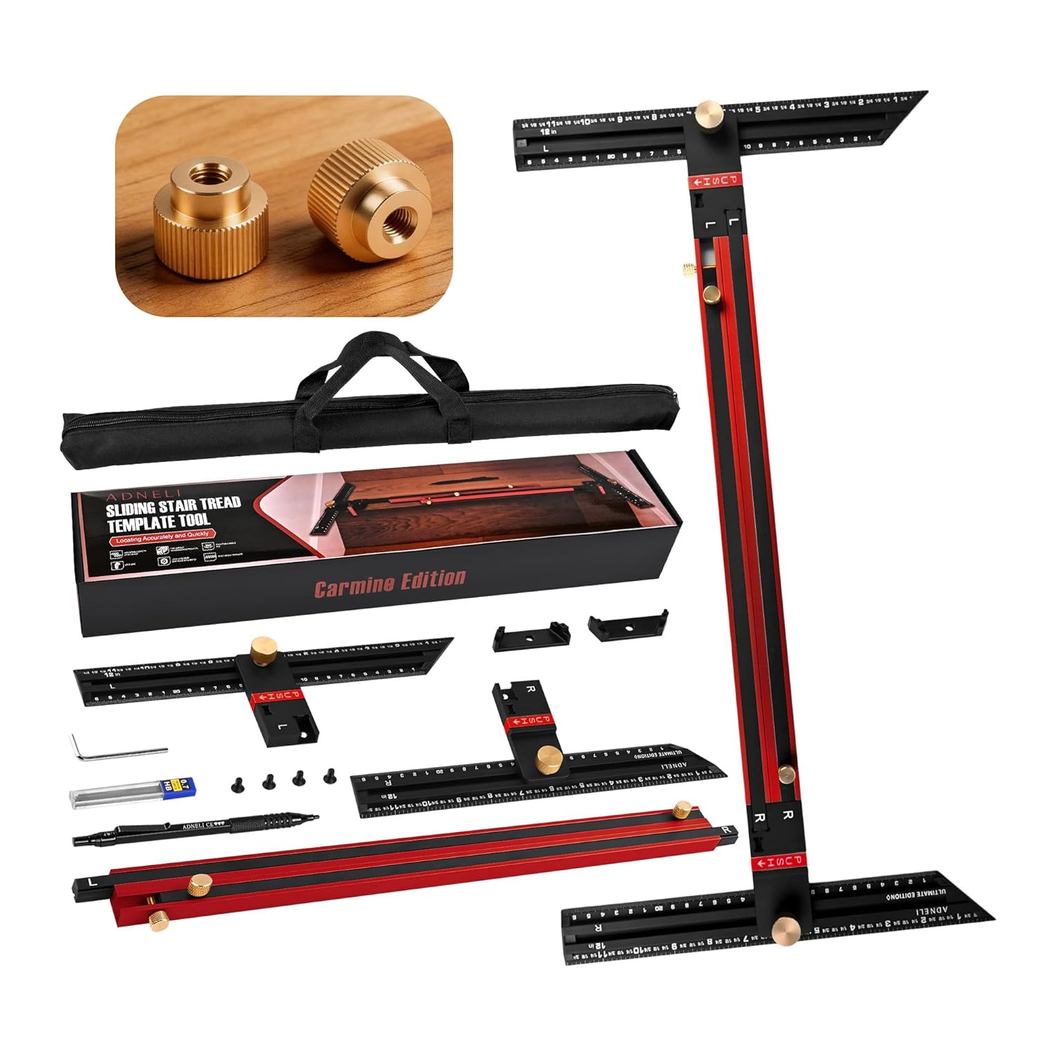 Stair Tread Template Tool (Red/Black) Stair Tread Measuring Tool - Stair Tread J