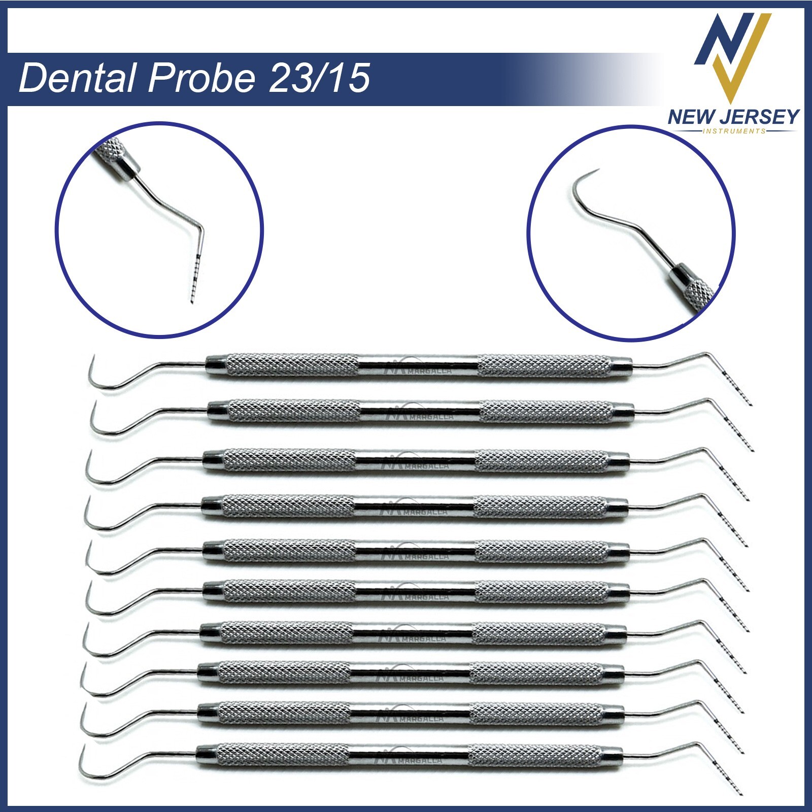 Dental Perio Explorer 23 Probe UNC 15 Color Marking Diagnostic Double Ended Tool