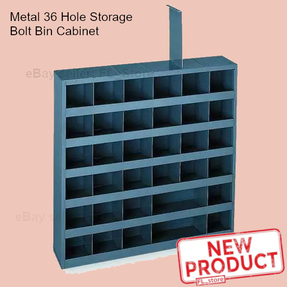 Metal 36 Hole Storage Bolt Bin Cabinet Compartment Nuts Bolts Fasteners Screws