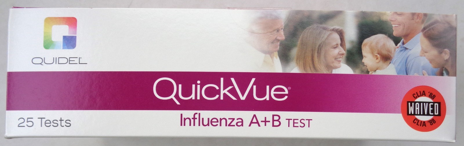 Quickvue Influenza A+B Tests (Rapid Flu Test): Box of 25 Tests Exp. 03-2027