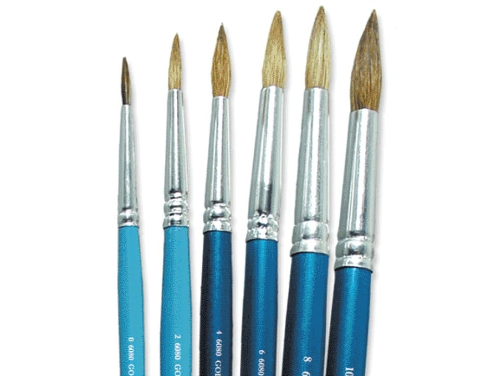 Gordon Brush 6080-02000 - SIZE 2 SABELINE ROUND ARTIST BRUSH. WOOD HANDLE, ESD