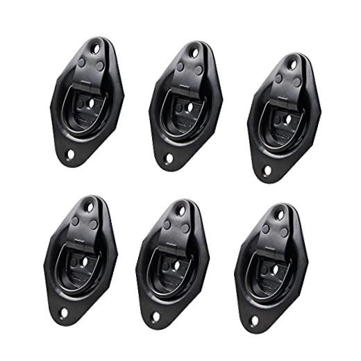 Recessed D-Ring Tie Down Anchors (1200 lb. Capacity), 6 Pack black 6 pack