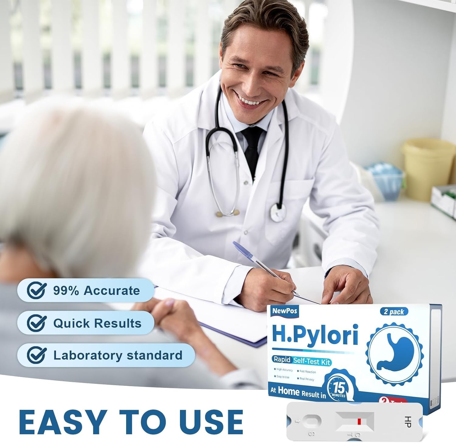 Home H Pylori - 2 Tests, Quick 10-15 Min Results, User-Friendly Design