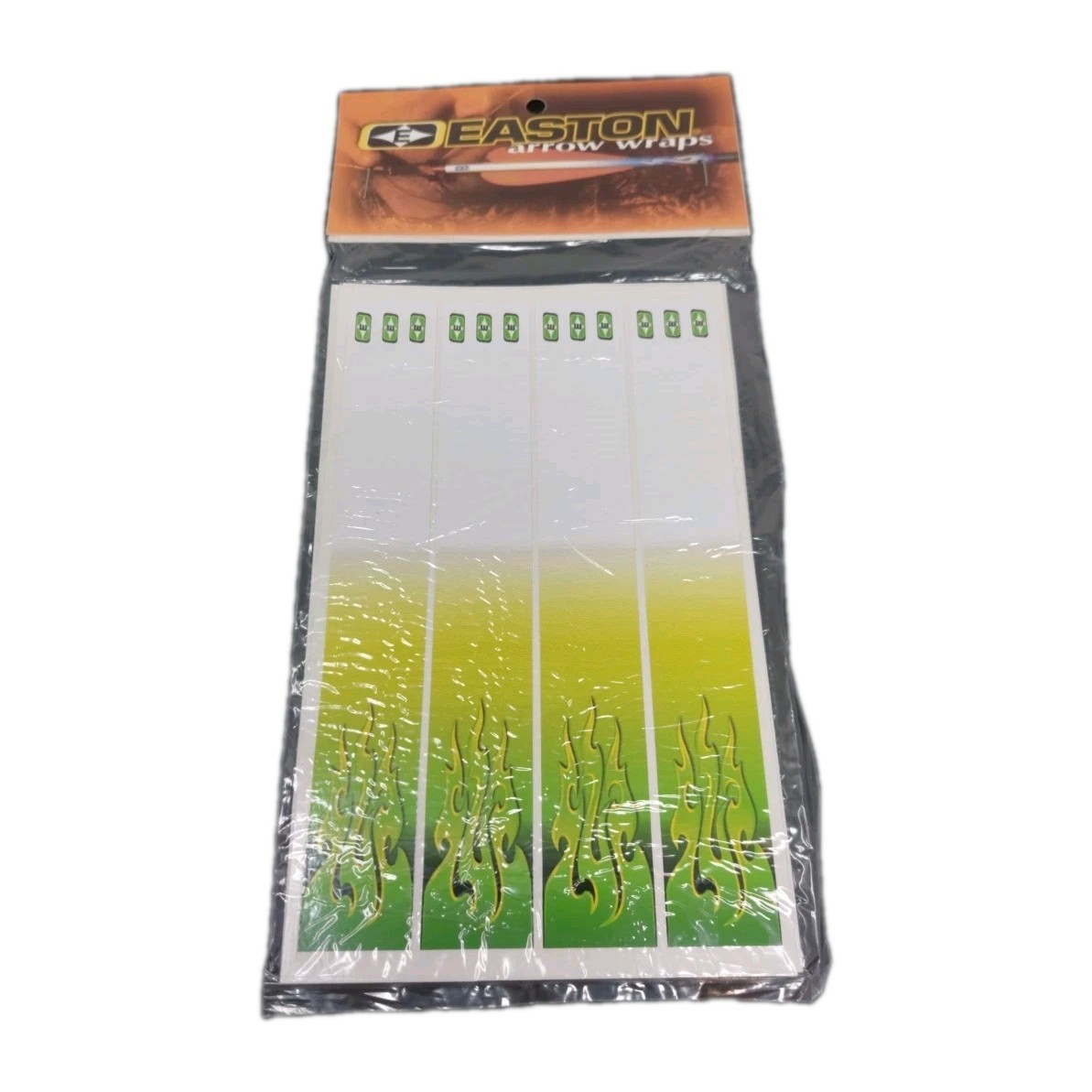 Easton 12pk 7" Arrow Wraps: Green Flame Fade: 1 Dozen Vinyl Stickers: 1" Wide
