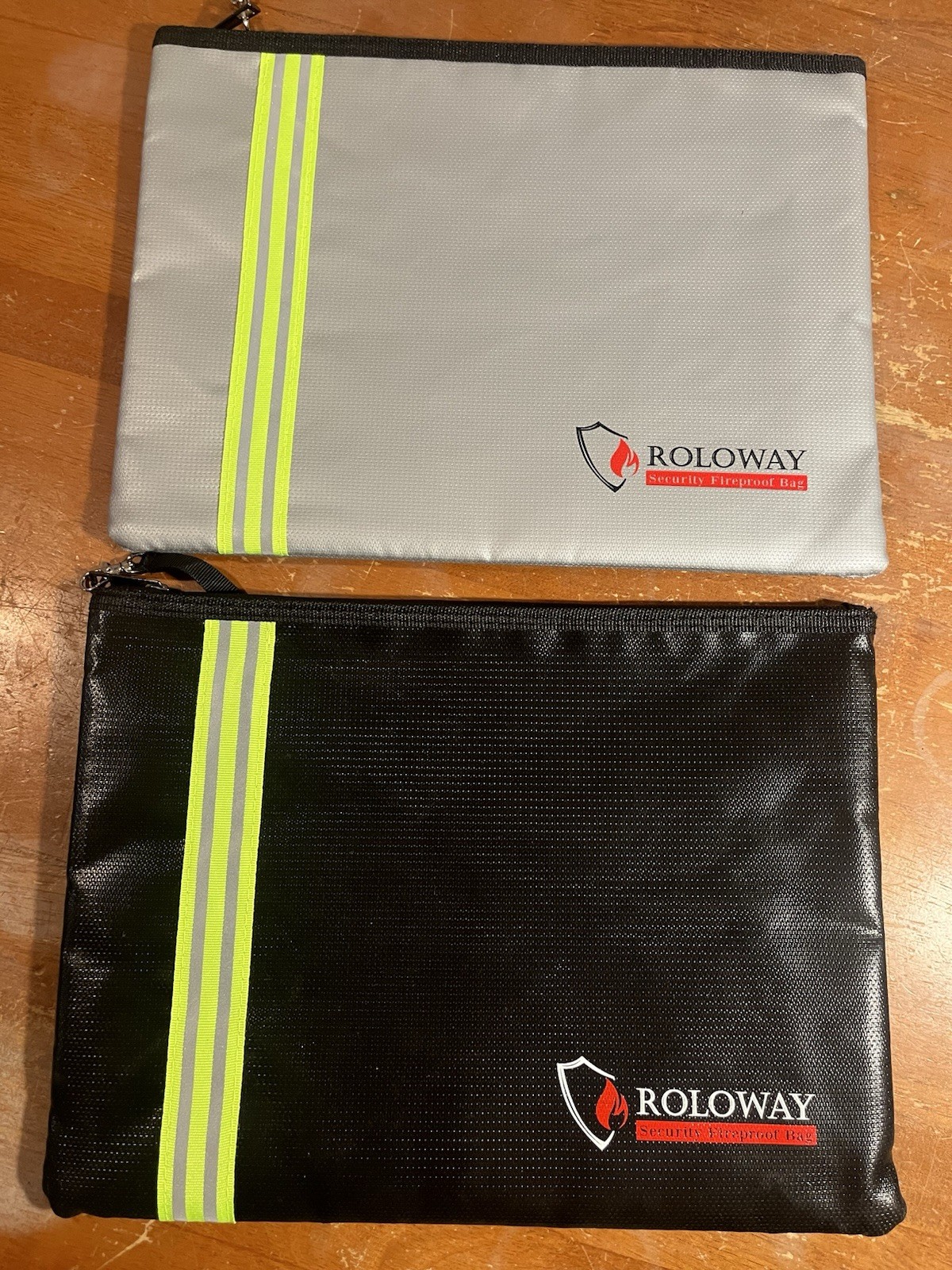 LOT of 2 FireProof Document Zippered Bag Large Money Pouch for Cash A4 Paper