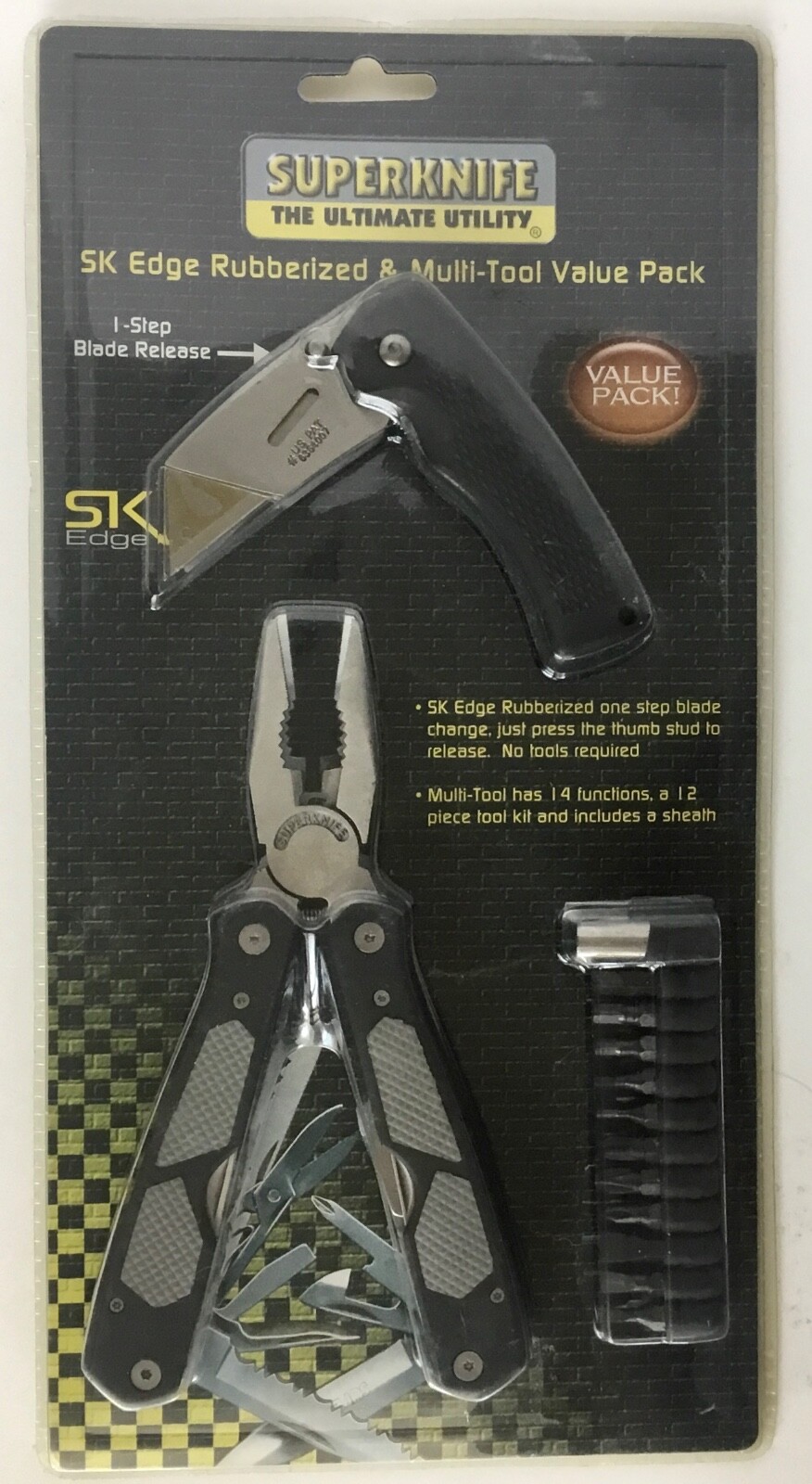 SuperKnife Edge Rubberized & Multitool & Bit Set with Sheath Value Pack
