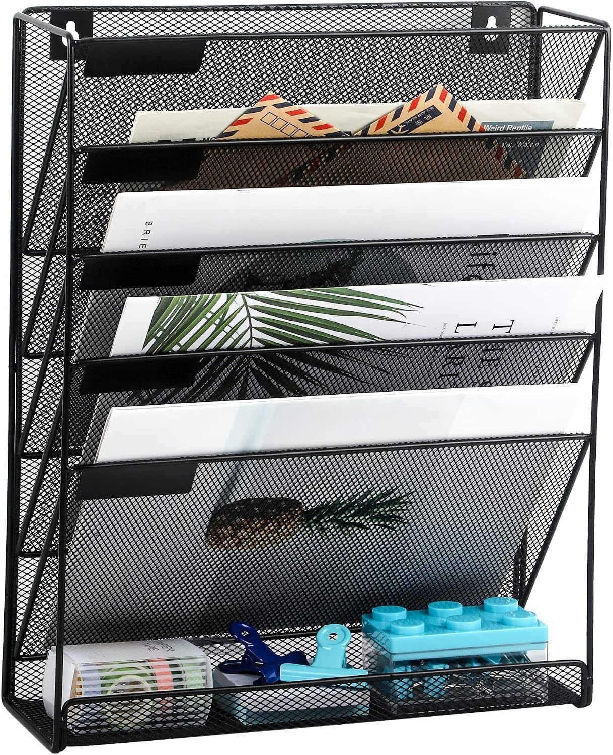 Desk File Organizer Mesh 6-Tier, Hanging Wall Mount Document Organization Sta...
