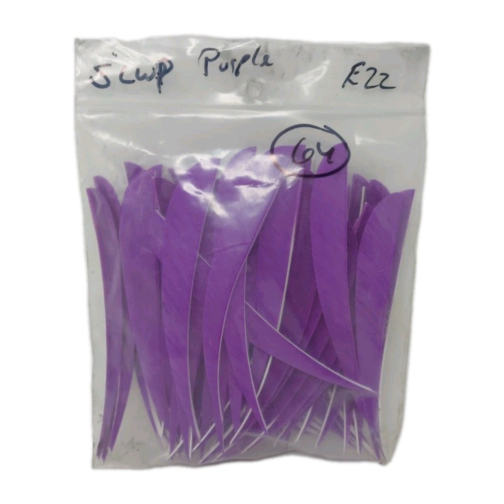 64 Count Archery Arrow Feathers 5" Left Wing: Parabolic Purple