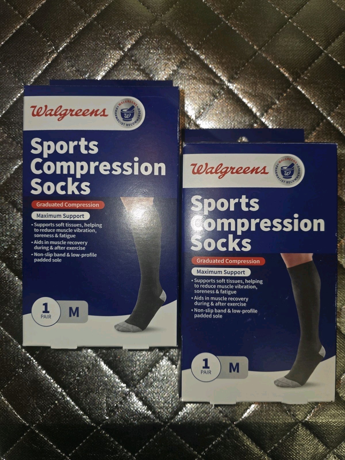 Walgreens ~Sports Compression Socks ~Max Support ~Size: Medium Lot Of 2