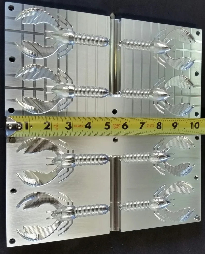 BTS 702 Craw 4.75" Swim Speed Rage Soft Plastic CNC Aluminum Mold 4 Cavities