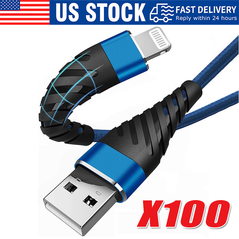 Braided Fast Charger Cable Heavy Duty USB lot Cord For iPhone 14 13 12 11 X XR 8