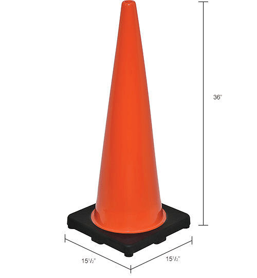 36" Non-Reflective Traffic Cone Black Base 10 lbs