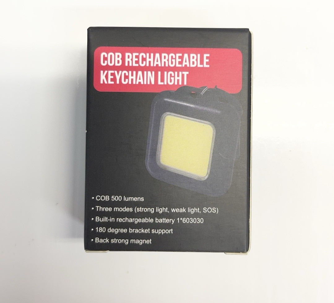 COB Rechargeable LED Keychain Work Light USB Mini Flashlight Magnetic Clip