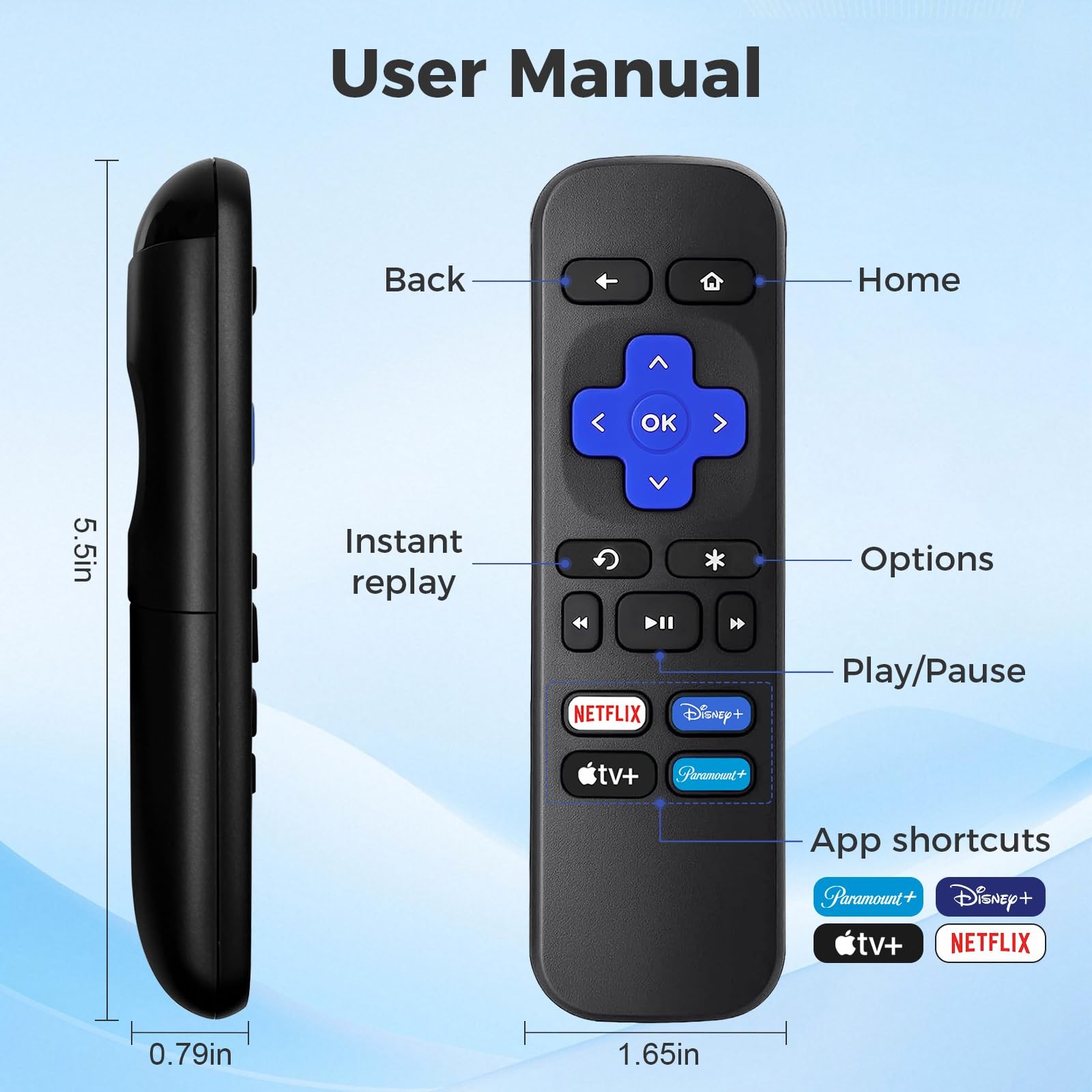 2 Packï¼‰ Replacement Remote for Roku-Box-Express-Player-Premiere - NOT for A...